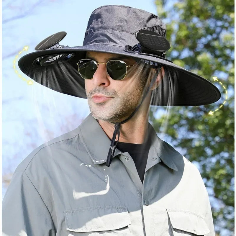 Outdoor Bucket Hat with Solar/USB Powered Fan