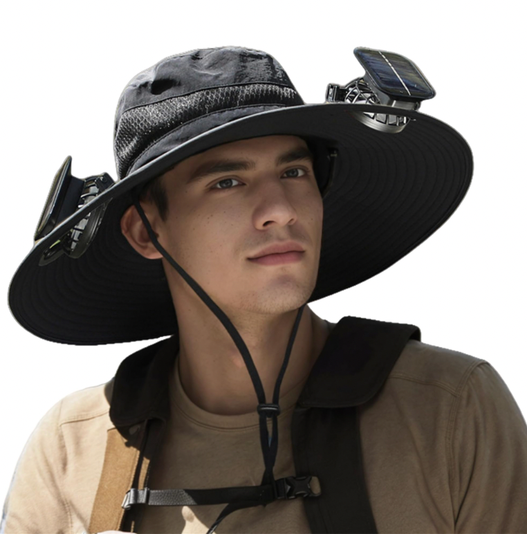 Outdoor Bucket Hat with Solar/USB Powered Fan